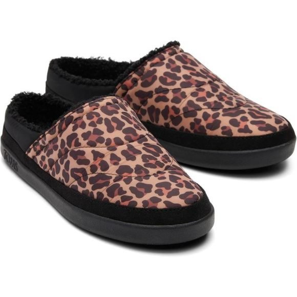 Toms Womens Sage Tan Leopard Print Slip On Comfort Scuff Slippers Shoes NWT - Picture 1 of 5